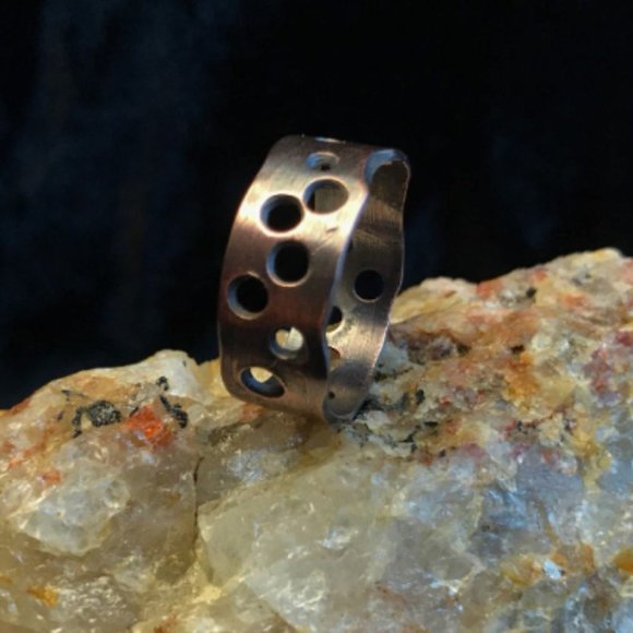 Copper Unisex Ring - Bubble- Hole design - Picture 3 of 5
